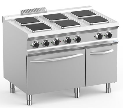 Cuisinière électrique 6 feux avec four électrique – Planchas de cuisson rondes – 20,9 kW